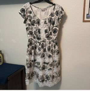 EShakti women’s lace accent Swiss dot flower dandelion dress sz 10 pockets NWOT